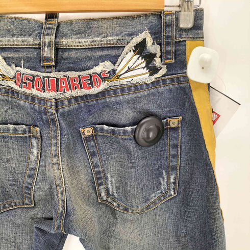 ディースクエアード DSQUARED2 レザーライン フェザーパッチ ダメージ加工デニムパンツ メンズ 36