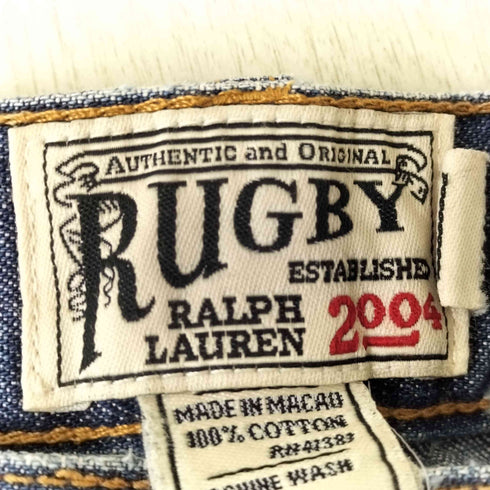 ラグビーラルフローレン Rugby Ralph Lauren 00S ドクロパッチ シンチバック デニムパンツ メンズ 32/34