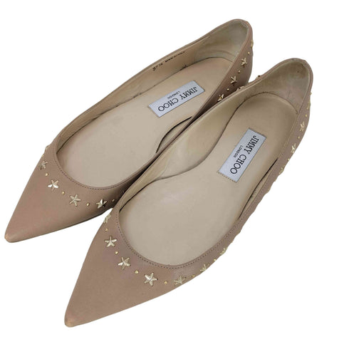 ジミーチュウ JIMMY CHOO スタースタッズ ポインテッドトゥ フラットシューズ レディース 37 1/2