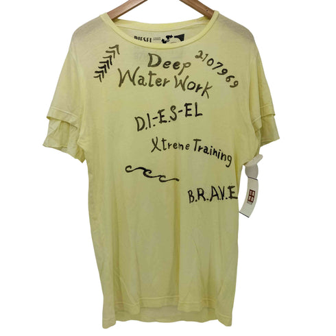 ディーゼル DIESEL 00s DEEP WATER WORK FIRE BIGLOGO TEE グラフィックプリント 半袖Tシャツ Y2K メンズ import:M