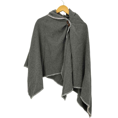 エディーバウアー Eddie Bauer ウール混 ビッグカラー ジャケット ポンチョ レディース S/M