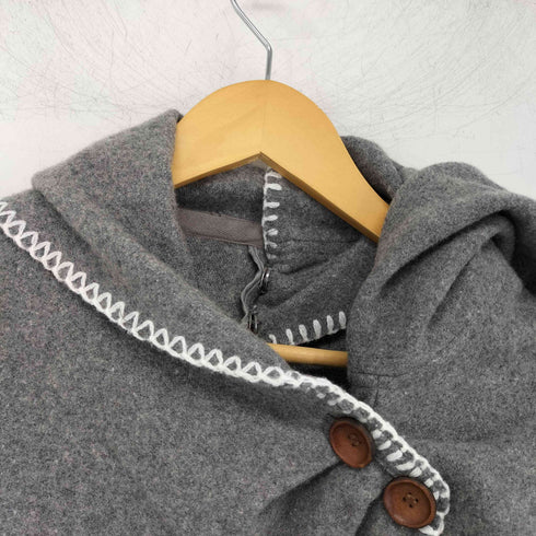 エディーバウアー Eddie Bauer ウール混 ビッグカラー ジャケット ポンチョ レディース S/M