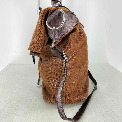 CANETTI COLLEZIONI カネッティ コレツィオーニ クロコ型押しフラップ付き レザーハンドバック メンズ
