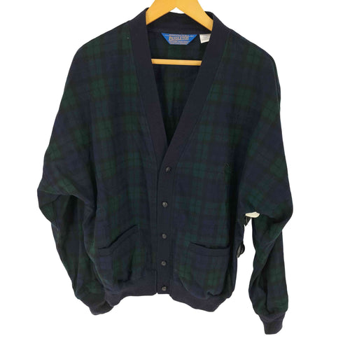 ペンドルトン PENDLETON USA製 ブラックウォッチ チェック ウール カーディガン メンズ import:L