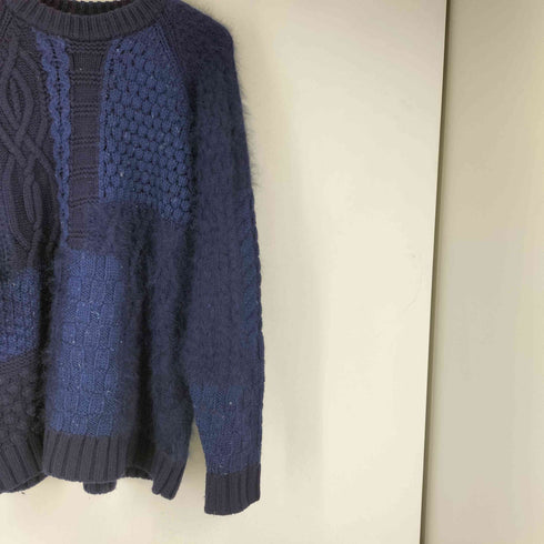 イズネス is-ness MOSAIC KNITTED SWEATER モザイクニットセーター メンズ import:L