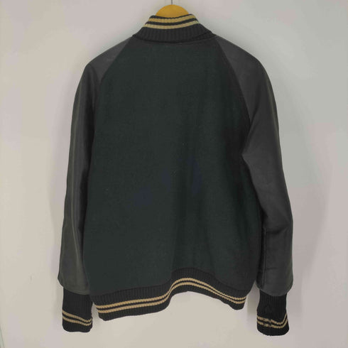 ゴールデンベアー Golden bear USA製 オールブラック 無地 ブランク レザー切替 スタジャン メンズ import:L