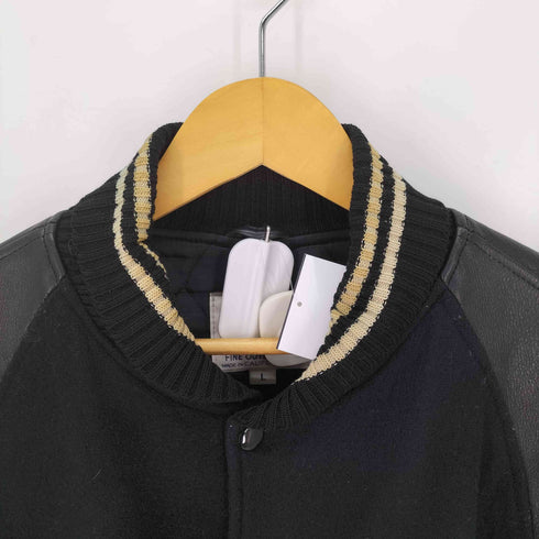 ゴールデンベアー Golden bear USA製 オールブラック 無地 ブランク レザー切替 スタジャン メンズ import:L