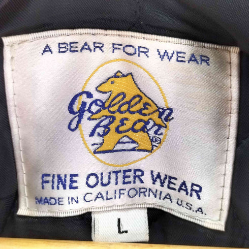 ゴールデンベアー Golden bear USA製 オールブラック 無地 ブランク レザー切替 スタジャン メンズ import:L