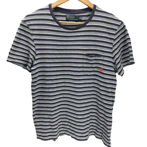 ポロバイラルフローレン Polo by RALPH LAUREN 90-00S CUSTOM FIT RL イカリ 刺繍 S/S ボーダー ポケット Tシャツ メンズ import:M