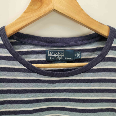 ポロバイラルフローレン Polo by RALPH LAUREN 90-00S CUSTOM FIT RL イカリ 刺繍 S/S ボーダー ポケット Tシャツ メンズ import:M