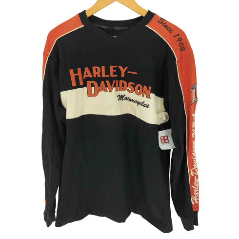 ハーレーダビッドソン HARLEY-DAVIDSON Prestige Long Sleeve Sweater 刺繍ロゴ Vネック レーシングスウェット メンズ import:S