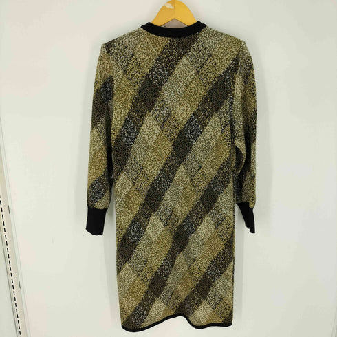 イヴサンローラン Yves Saint Laurent 金ボタン チェック柄 ウール100 ニットワンピース レディース JPN:M