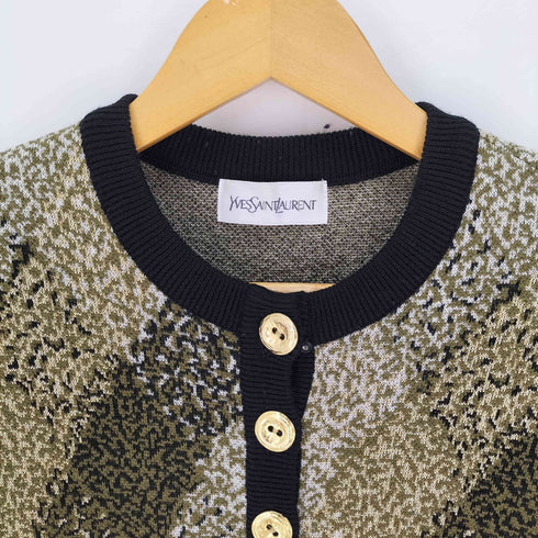イヴサンローラン Yves Saint Laurent 金ボタン チェック柄 ウール100 ニットワンピース レディース JPN:M