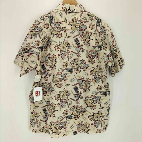 ギャップ Gap OLD 紺タグ ハイビスカス 総柄 アロハシャツ メンズ import:M