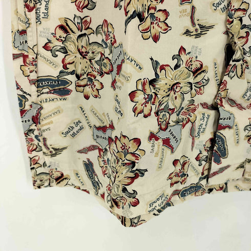 ギャップ Gap OLD 紺タグ ハイビスカス 総柄 アロハシャツ メンズ import:M