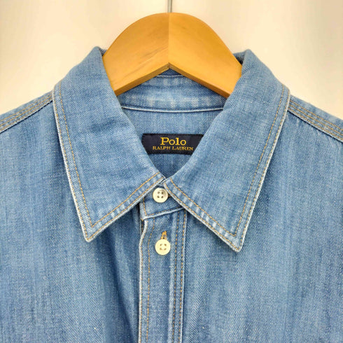 ポロラルフローレン POLO RALPH LAUREN コットンリネン ベルテッド デニムシャツ ワンピース レディース 6
