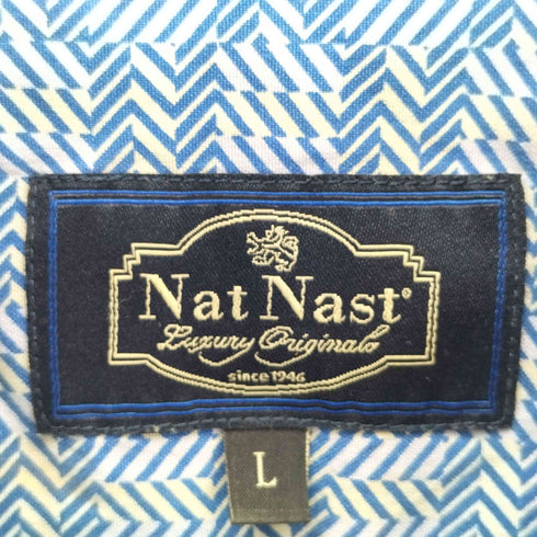 ナットナスト NAT NAST 幾何学模様 シルク 半袖シャツ メンズ import:L