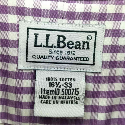 エルエルビーン L.L.Bean wrinkle free リンクルフリー コットンボタンダウンチェックシャツ メンズ 16 1/2-33