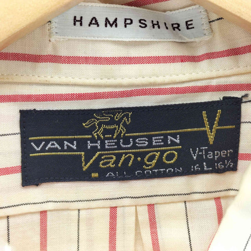 ヴァンヒューゼン VAN HEUSEN 60-70s V-Taper Van-go ストライプ テーパードドレスシャツ メンズ JPN:L