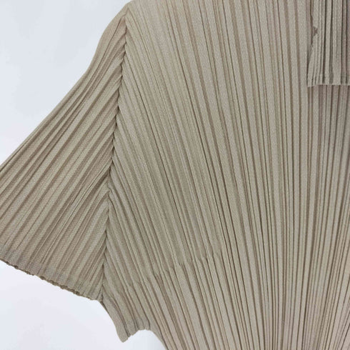 プリーツプリーズイッセイミヤケ PLEATS PLEASE ISSEY MIYAKE クラッシュ加工 ダブルカラー プリーツ半袖シャツ レディース JPN:3