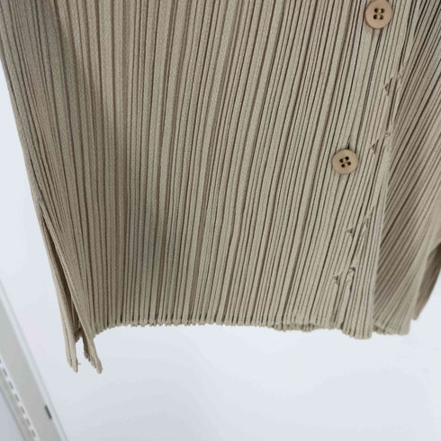 プリーツプリーズイッセイミヤケ PLEATS PLEASE ISSEY MIYAKE クラッシュ加工 ダブルカラー プリーツ半袖シャツ レディース JPN:3