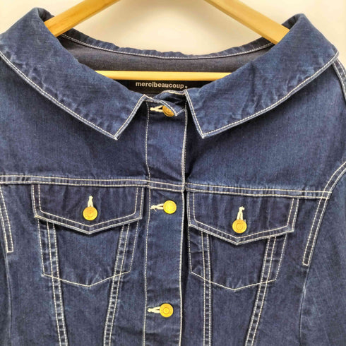 メルシーボークー mercibeaucoup クロップド インディゴ デニム ジャケット レディース JPN:1