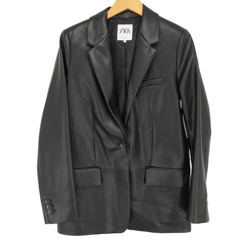ザラ ZARA フェイクレザー テーラードジャケット レディース import:S