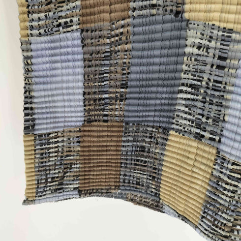 イッセイミヤケ ISSEY MIYAKE 98SS 格子柄 ワッフルプリーツ 半袖ブラウス レディース JPN:M