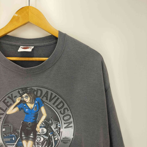 ハーレーダビッドソン HARLEY-DAVIDSON ピンナップガール 両面プリント クルーネック 半袖フェードTシャツ メンズ