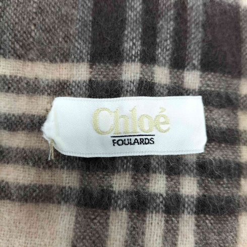 クロエ Chloe チェック柄 フリンジマフラー レディース
