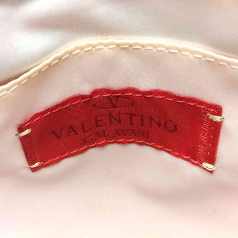 ヴァレンティノガラヴァーニ VALENTINO GARAVANI ストーン装飾 レース レザー カットワーク リボンショルダーバッグ レディース
