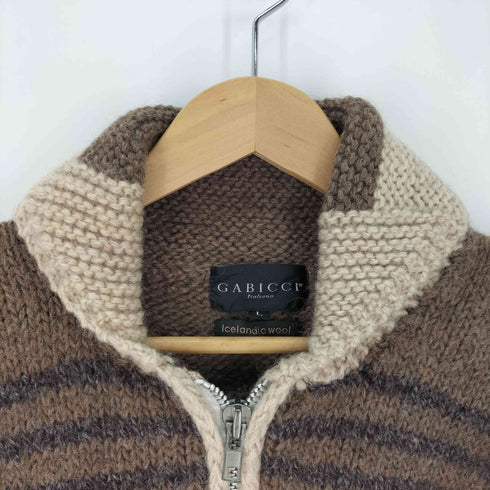 GABICCI ウール100 ノルディック柄 カウチンニット ジップアップ メンズ JPN:L