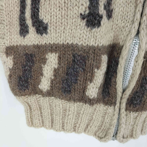 GABICCI ウール100 ノルディック柄 カウチンニット ジップアップ メンズ JPN:L