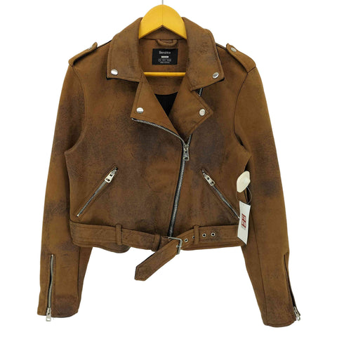 ベルシュカ BERSHKA フェイクレザー ダブルライダースジャケット レディース L