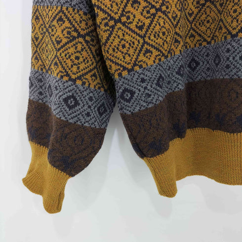 イヴサンローラン Yves Saint Laurent 福助期 総柄 長袖 ニットポロシャツ メンズ