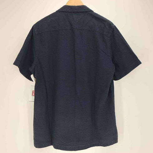 トミーヒルフィガー TOMMY HILFIGER REGULAR FIT ロゴ刺繍 シアサッカー S/S オープンカラー シャツ メンズ import:L