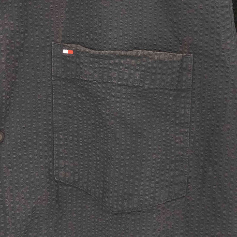 トミーヒルフィガー TOMMY HILFIGER REGULAR FIT ロゴ刺繍 シアサッカー S/S オープンカラー シャツ メンズ import:L