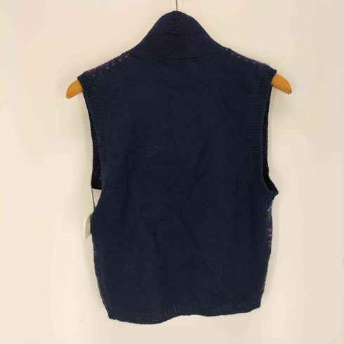 ラルフローレン RALPH LAUREN 総柄 ウール ダブルブレスト ニットベスト レディース L