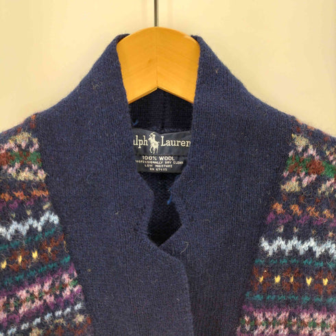 ラルフローレン RALPH LAUREN 総柄 ウール ダブルブレスト ニットベスト レディース L