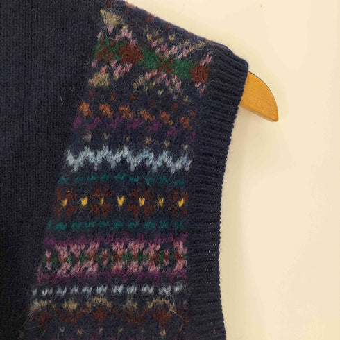 ラルフローレン RALPH LAUREN 総柄 ウール ダブルブレスト ニットベスト レディース L