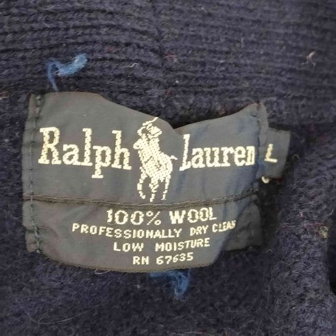 ラルフローレン RALPH LAUREN 総柄 ウール ダブルブレスト ニットベスト レディース L