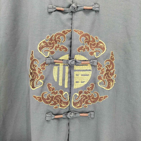 フロント刺繍 チャイナ 半袖シャツ メンズ 43