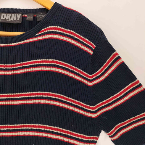ダナキャランニューヨーク DKNY ボーダー リブ 半袖ニット Y2K レディース import:M