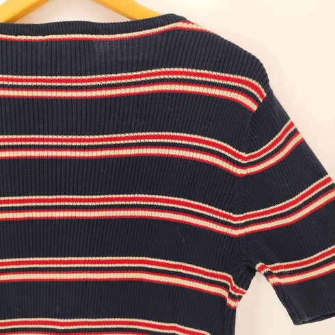 ダナキャランニューヨーク DKNY ボーダー リブ 半袖ニット Y2K レディース import:M