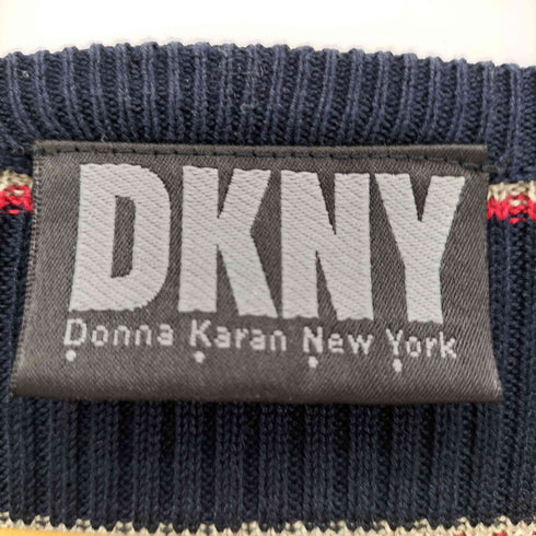 ダナキャランニューヨーク DKNY ボーダー リブ 半袖ニット Y2K レディース import:M