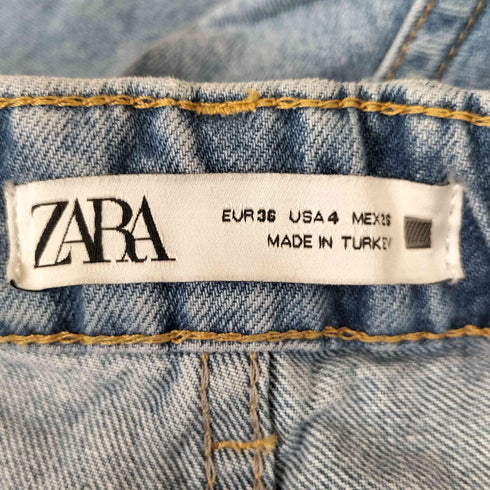 ザラ ZARA ハイウエスト デニムパンツ(編み込みベルト付き) レディース EUR:36