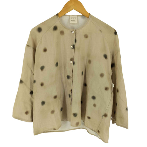 CUS クス OVERSIZE L/S COLLARLESS Shirt - Dots Print レディース XS