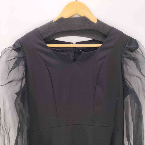 ルイルエブティック RUIRUE BOUTIQUE オーガンジー スリーブ フレア ワンピース ドレス レディース L