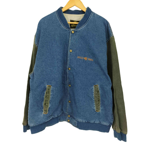 k products MADE IN USA 企業ロゴ刺繍デニムリブジャケット メンズ import:XL