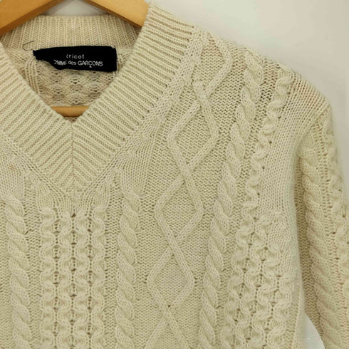 トリココムデギャルソン tricot COMME des GARCONS 90s AD1998 ウール ケーブル編み Vネックニット レディース